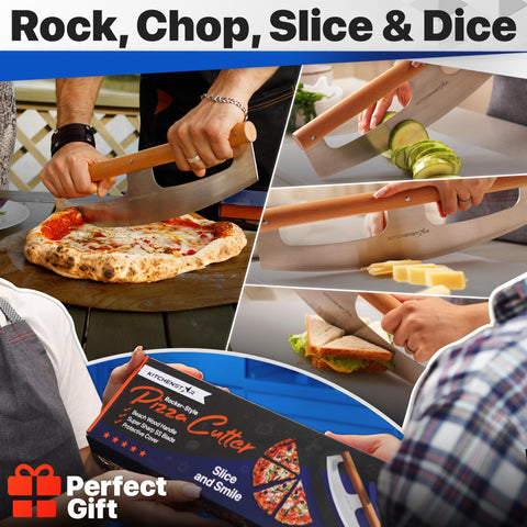 KitchenStar size comparison beside a whole pizza showing full-width coverage