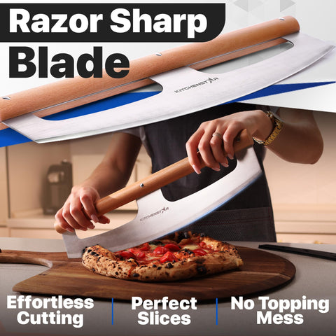 KitchenStar stainless steel blade detail showing razor edge for clean cuts
