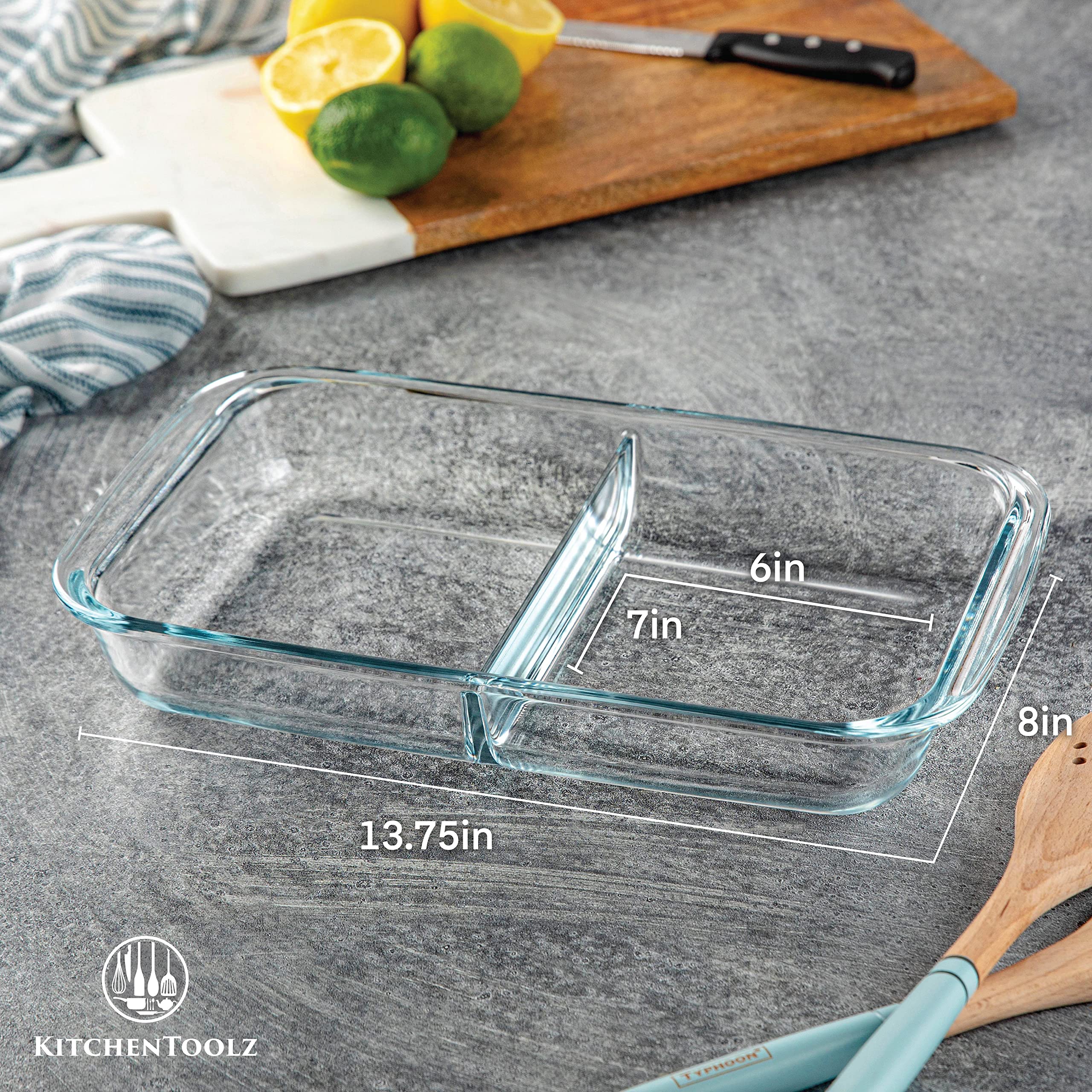 kitchentoolz close-up of glass divider shows separate cooking sections for versatility