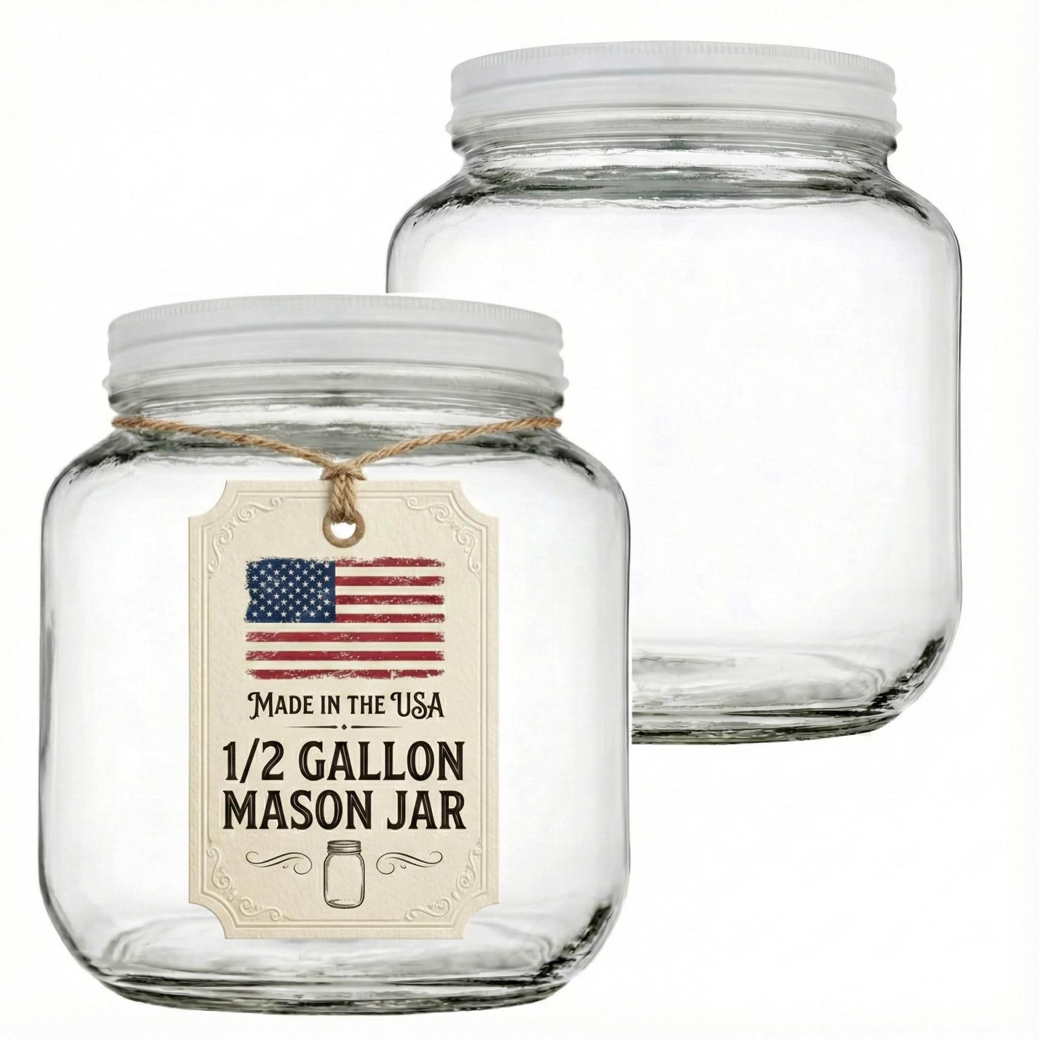 kitchentoolz front packaging showing two 64oz jars and lids, clear view and capacity