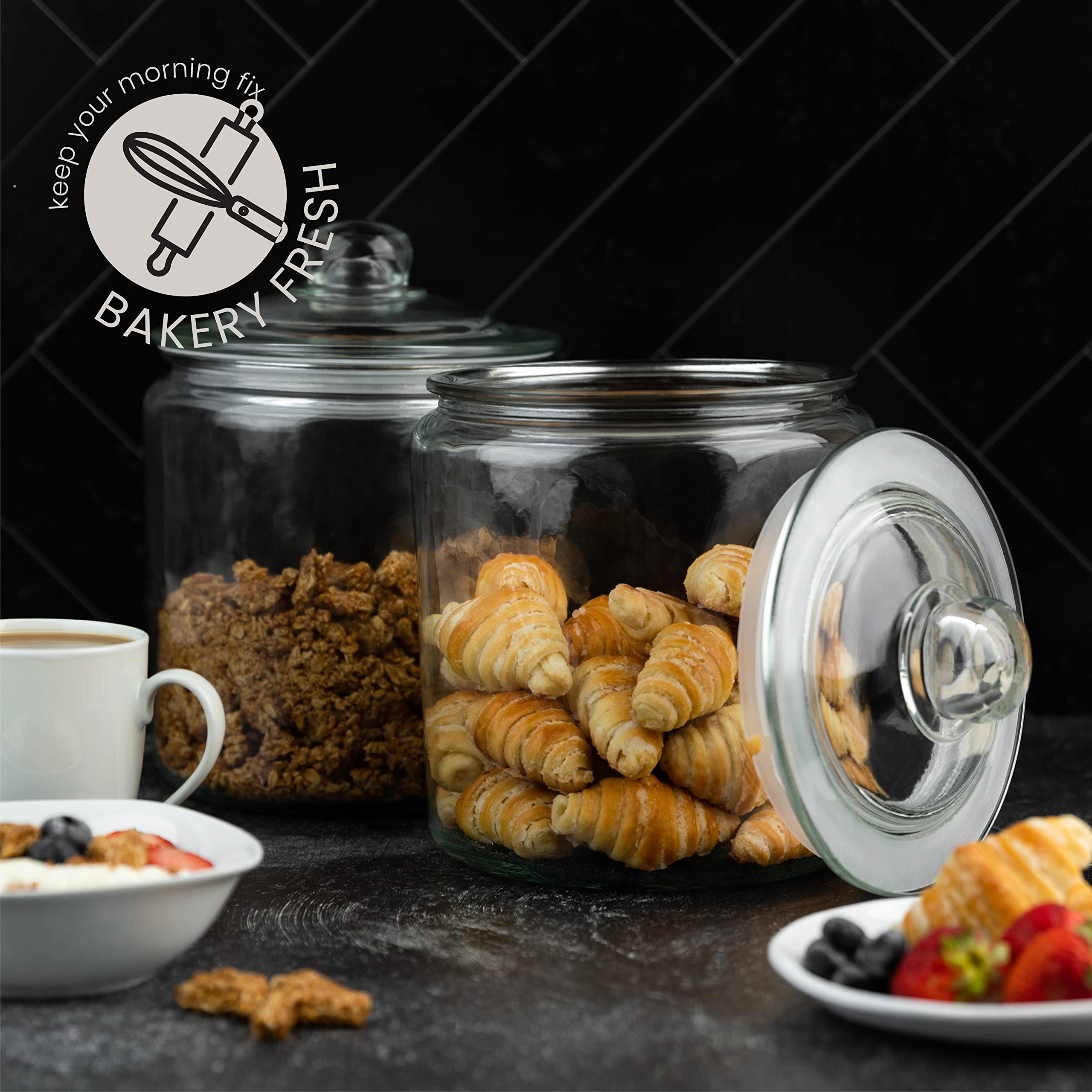 kitchentoolz jar next to 5 lb bag showing true 1-gallon capacity