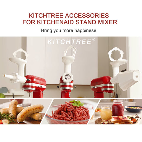 KITCHTREE attachment mounted on KitchenAid mixer for hands-free processing