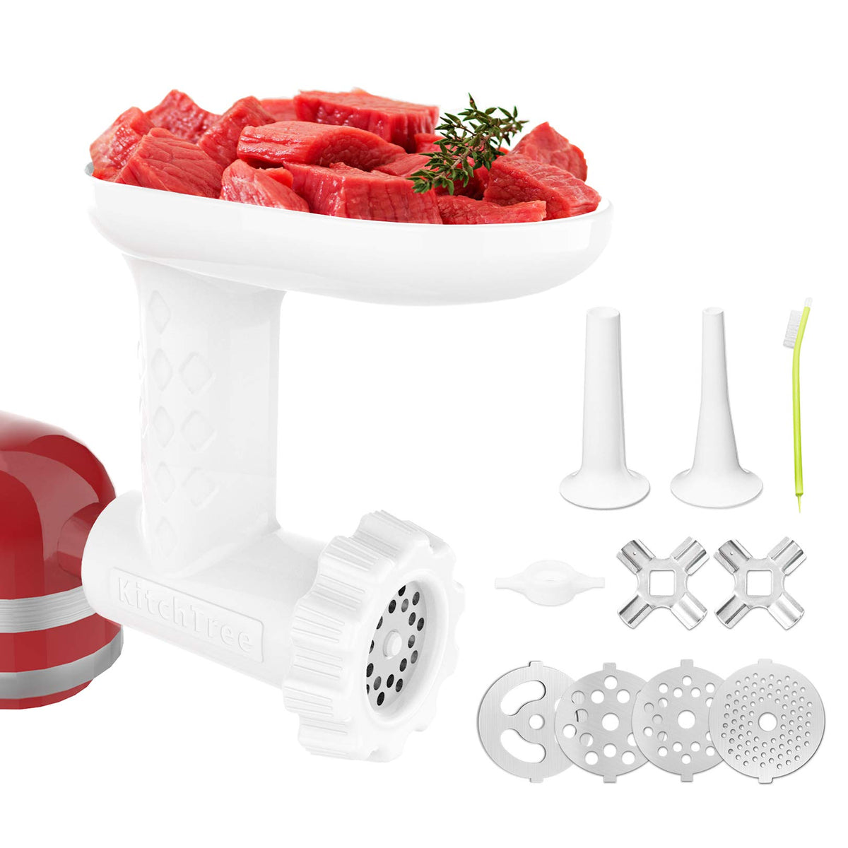 KitchTree front view attachment showing housing and hub protecting mixer threads