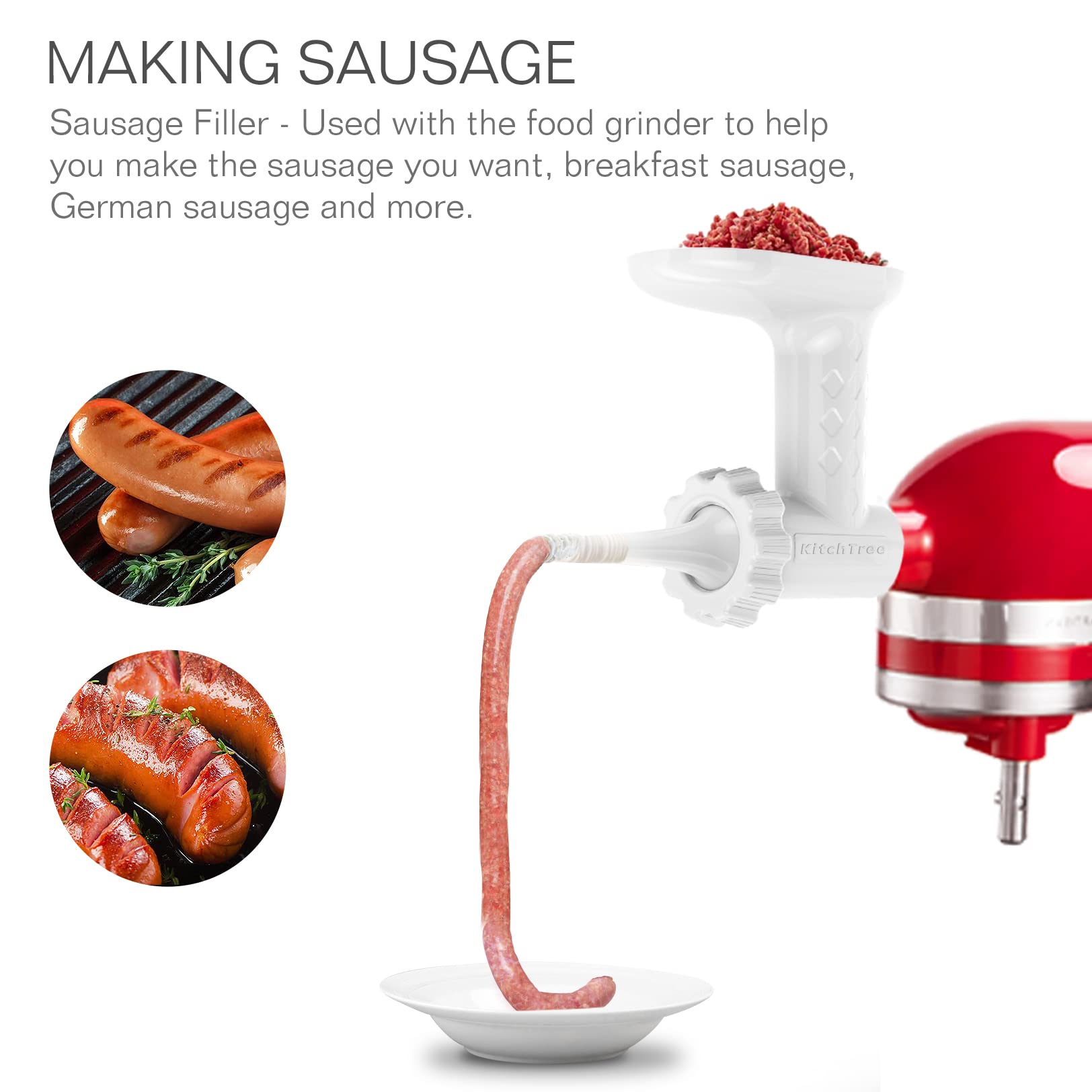 KITCHTREE sausage stuffer tubes size comparison for versatile sausage making