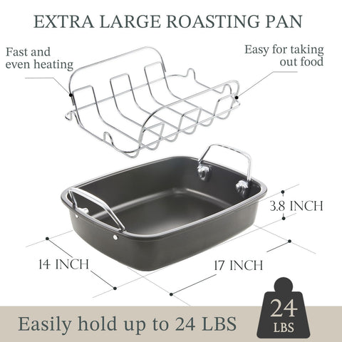 KITESSENSU roasting pan with golden turkey in a kitchen scene showcasing holiday readiness