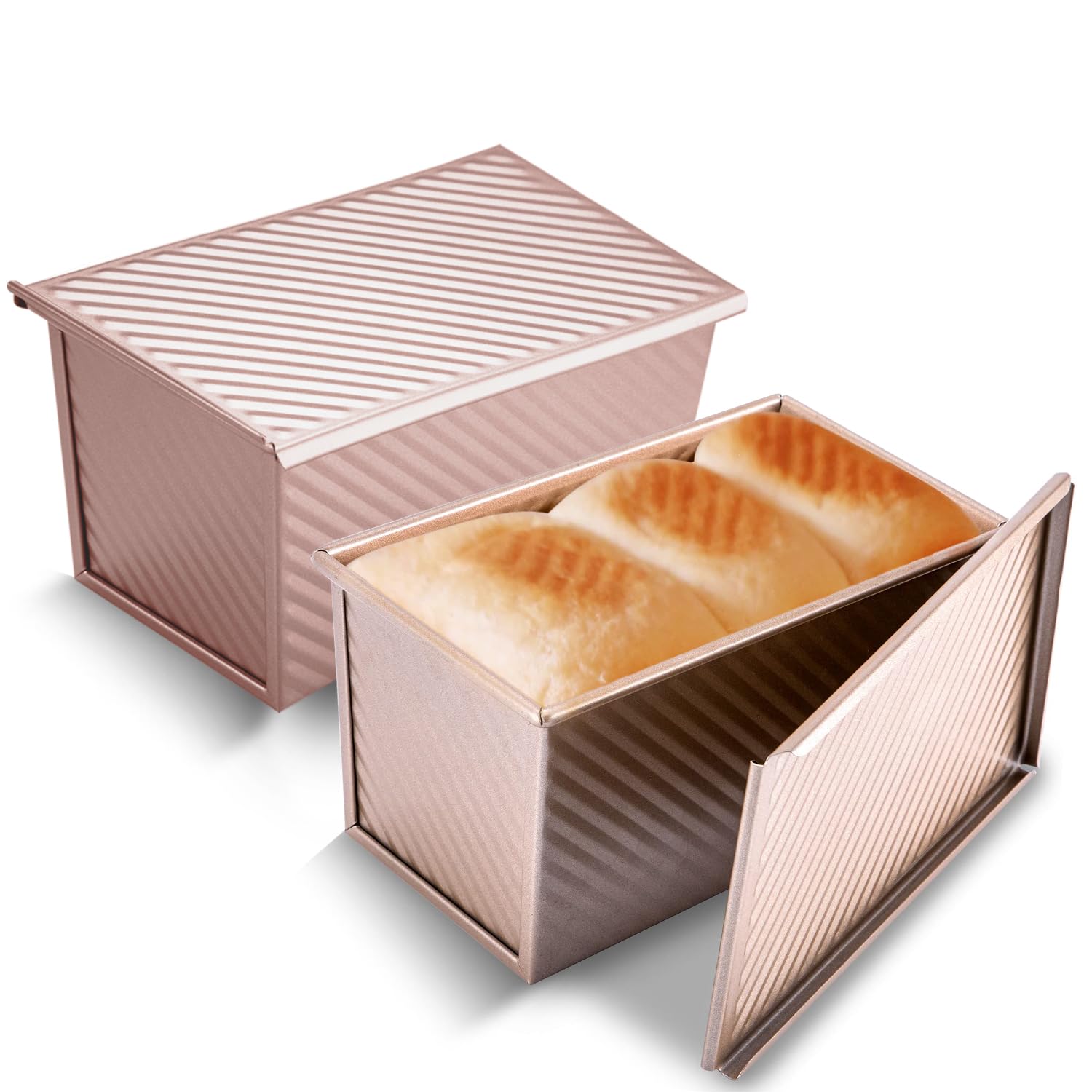 KITESSENSU front view of gold Pullman loaf pan showing sleek shape and durable finish for even browning