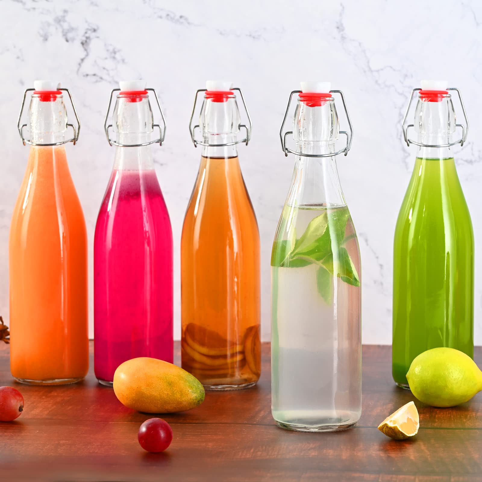 KITGLASCUP bottles styled on kitchen counter for organized beverage storage