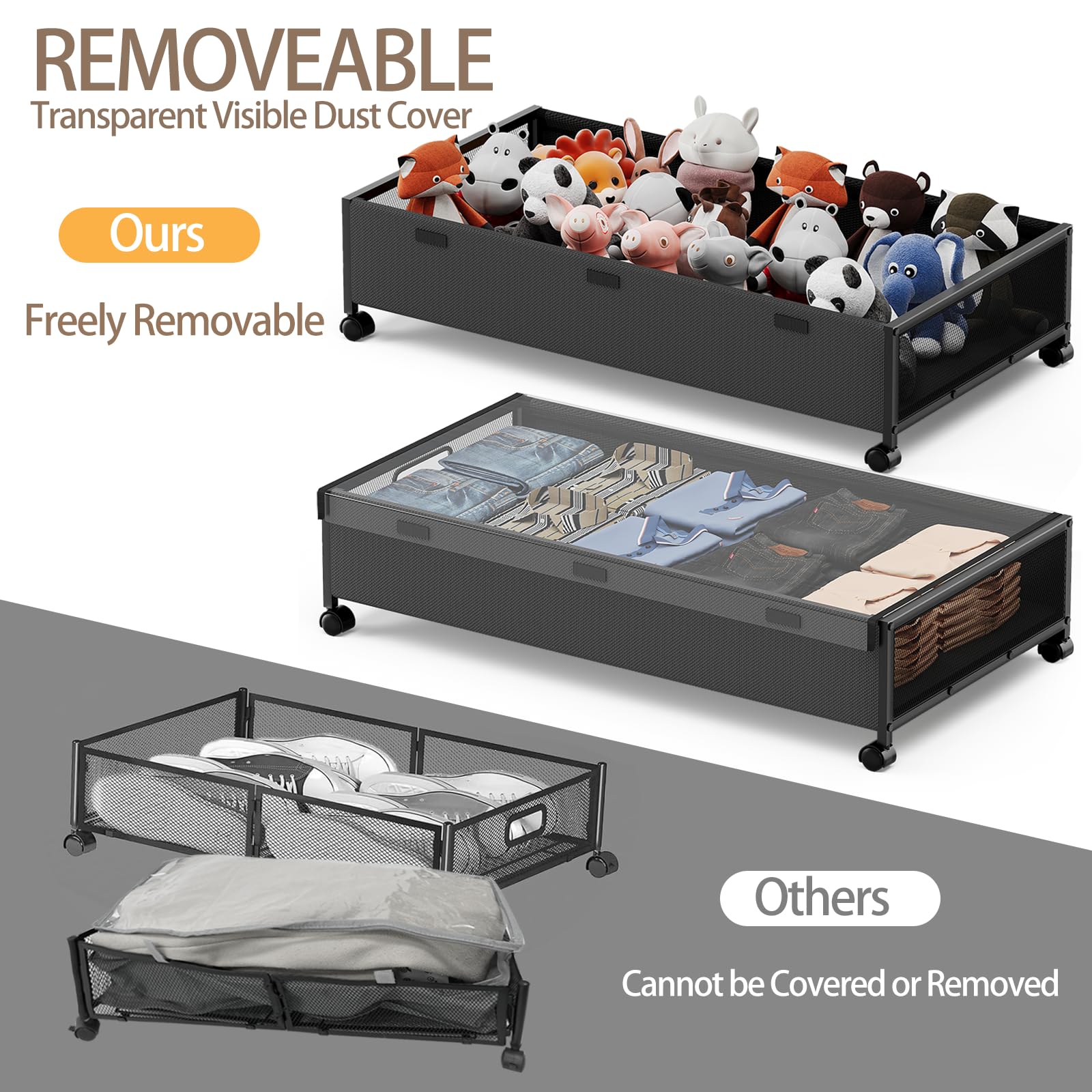 KITHELP assembled drawer side profile sliding under bed for space-saving benefit
