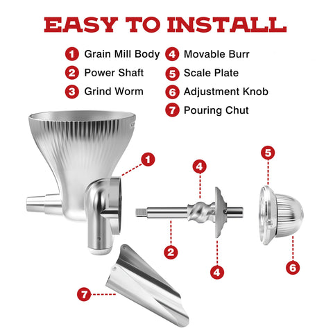 KITOART attached to KitchenAid mixer showing easy installation and hands-free milling