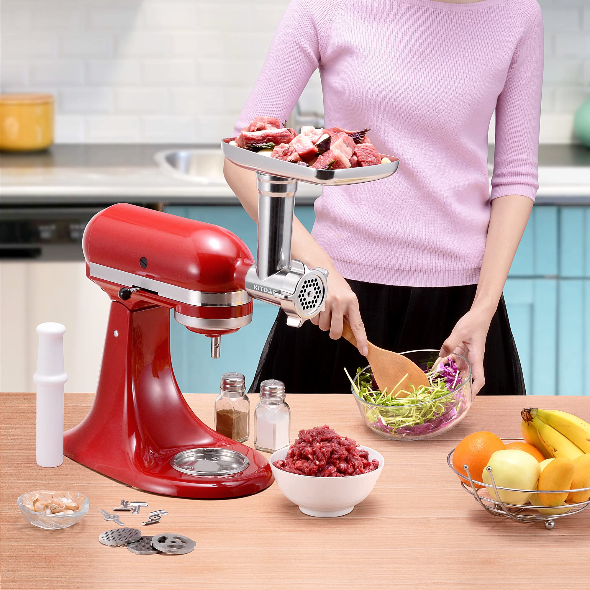 KITOART scale comparison with mixer showing compact footprint and space savings