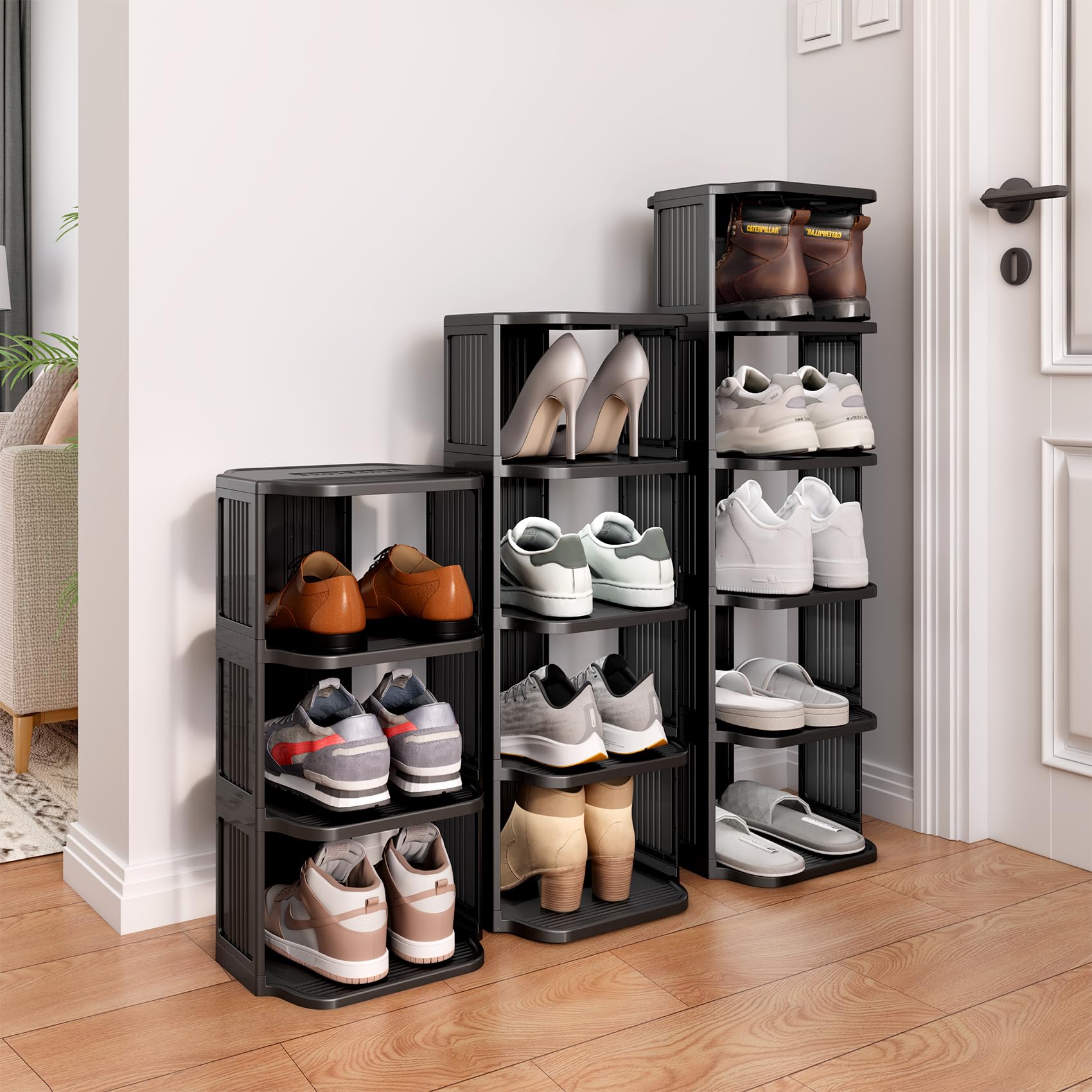 Kitstorack in entryway lifestyle scene keeps doorway clutter-free and organized