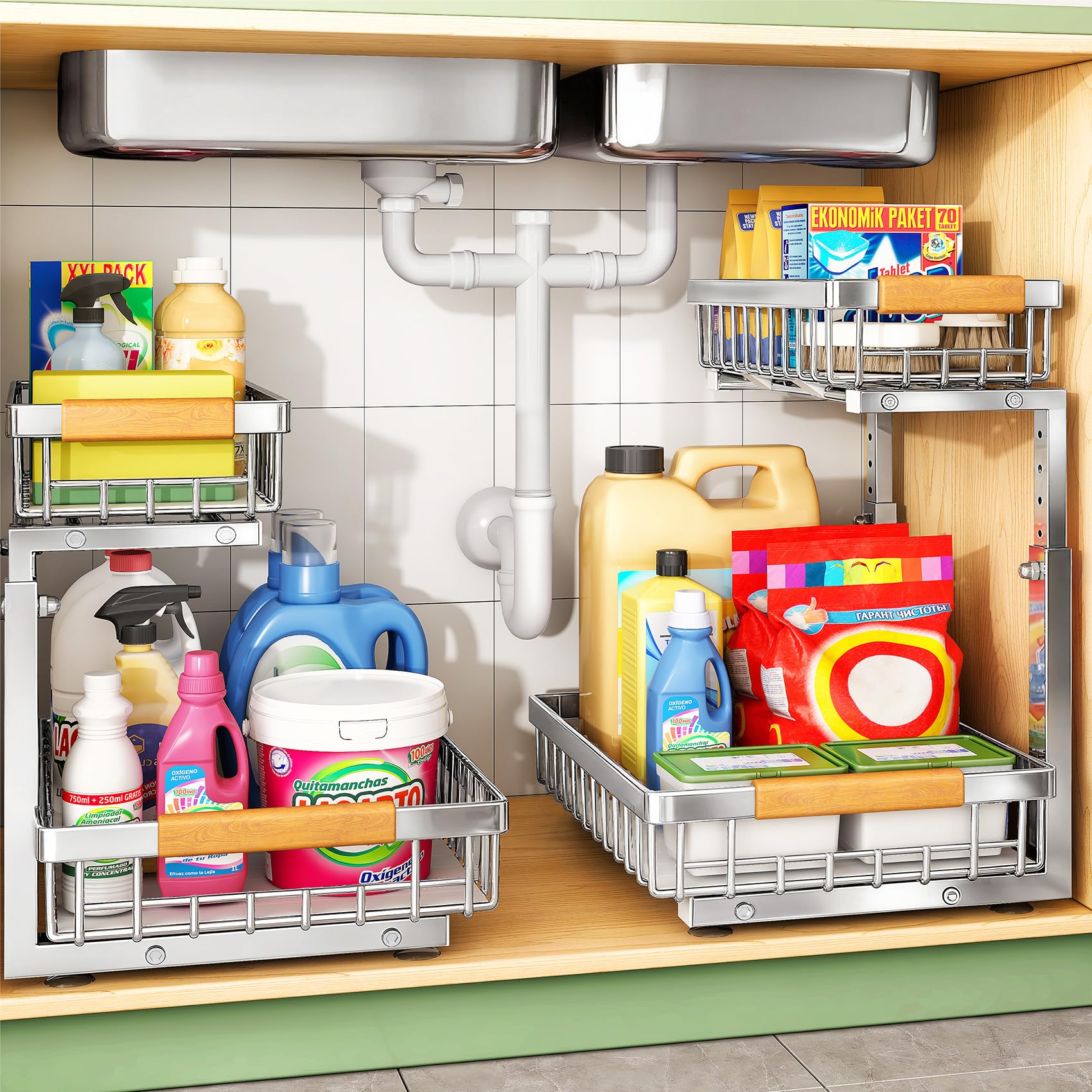 Kitstorack front view showing full 2-tier organizer for organized storage