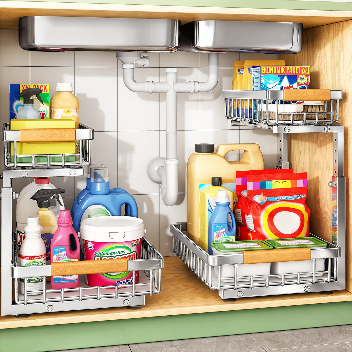Kitstorack front view showing full 2-tier organizer for organized storage