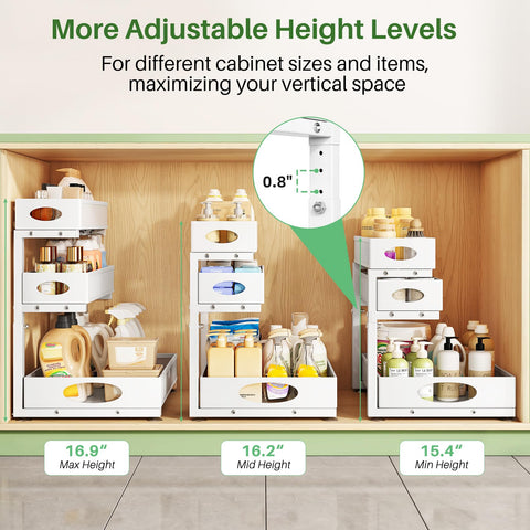 Kitstorack adjustable-height setting demo showing flexibility for tall bottles