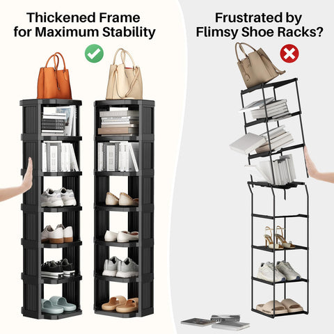 Kitstorack installed inside a small closet keeping shoes tidy and accessible