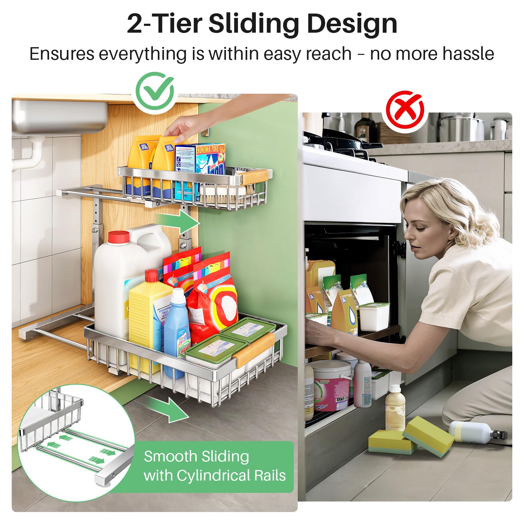 Kitstorack used in bathroom cabinet showing easy access to toiletries