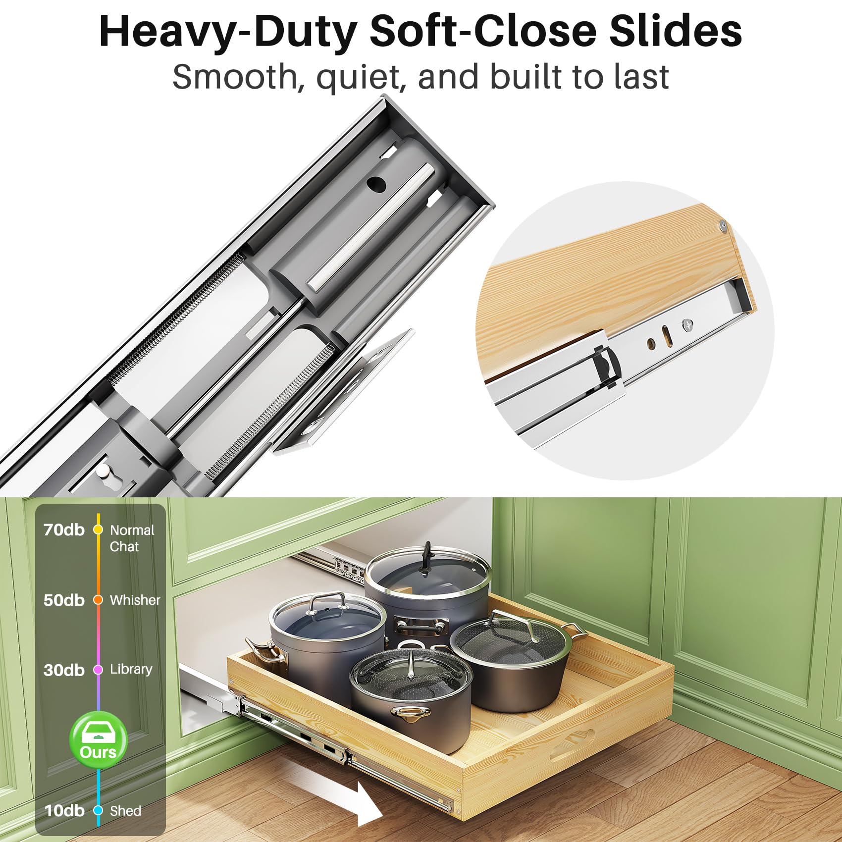 Kitstorack installed in kitchen cabinet demonstrating improved reach and convenience