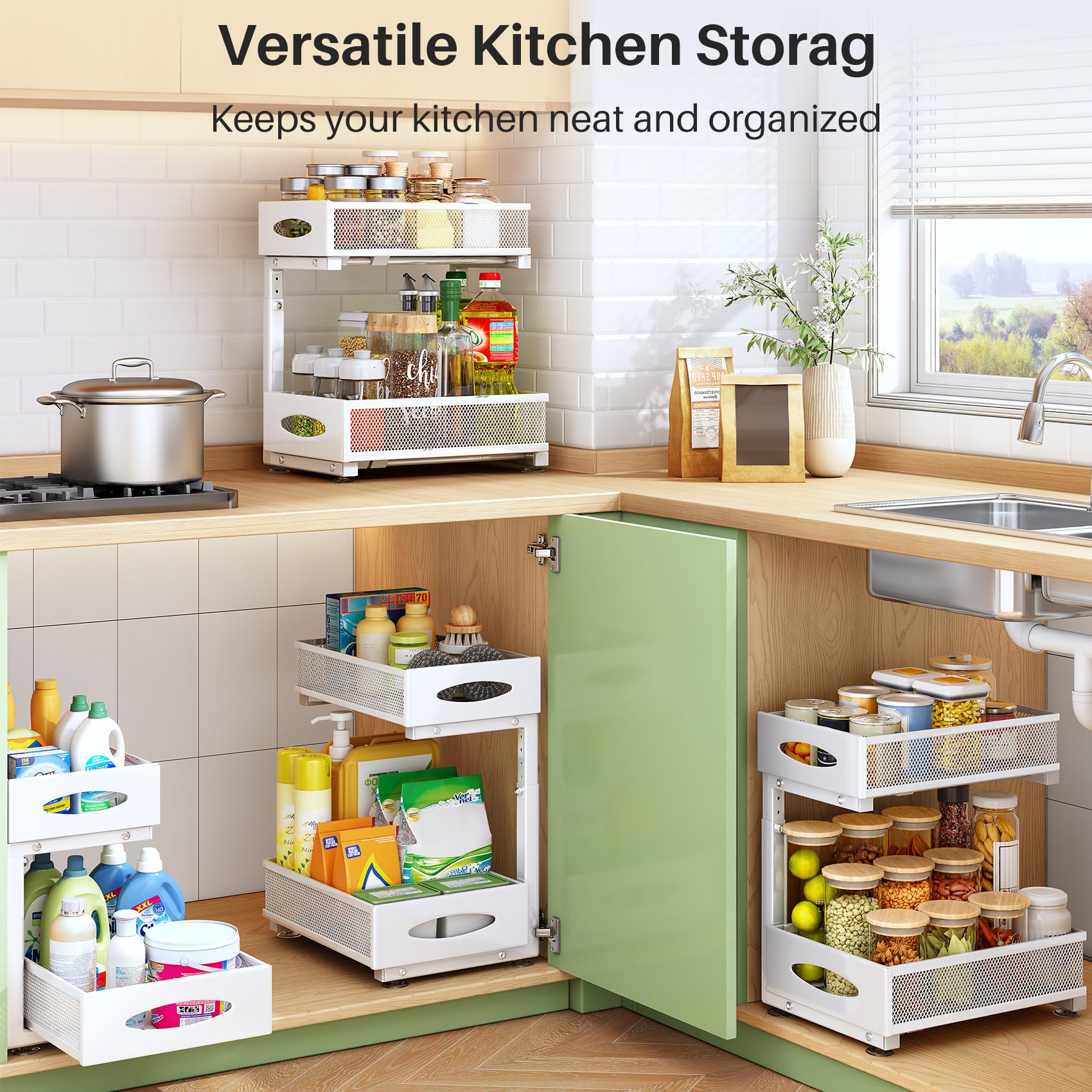 Kitstorack in kitchen setting showing organized cabinets and tidy countertops