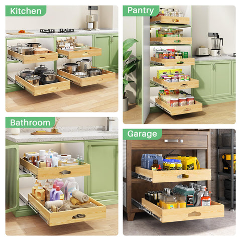 Kitstorack lifestyle shot in pantry showing tidy shelves and easy item retrieval