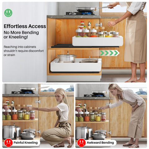 Kitstorack riser pads highlighting framed cabinet compatibility and secure fit benefit