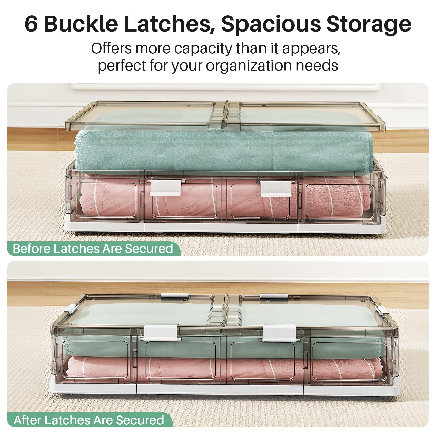 Kitstorack size comparison next to shoes showing 37.8 qt capacity benefit