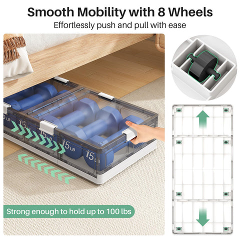 Kitstorack side profile tucked under bed illustrating low 6.1 inch height advantage