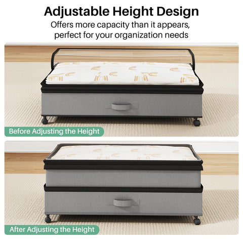 Kitstorack next to ruler showing compact dimensions and fit-under-bed advantage
