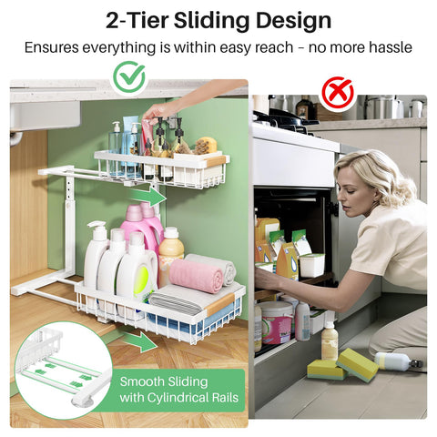 Kitstorack top tier loaded with tall bottles showing efficient vertical storage benefit