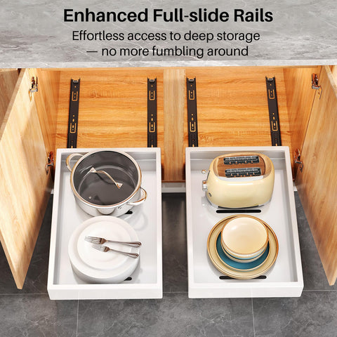 Kitstorack under-sink usage with cleaning supplies organized and reachable