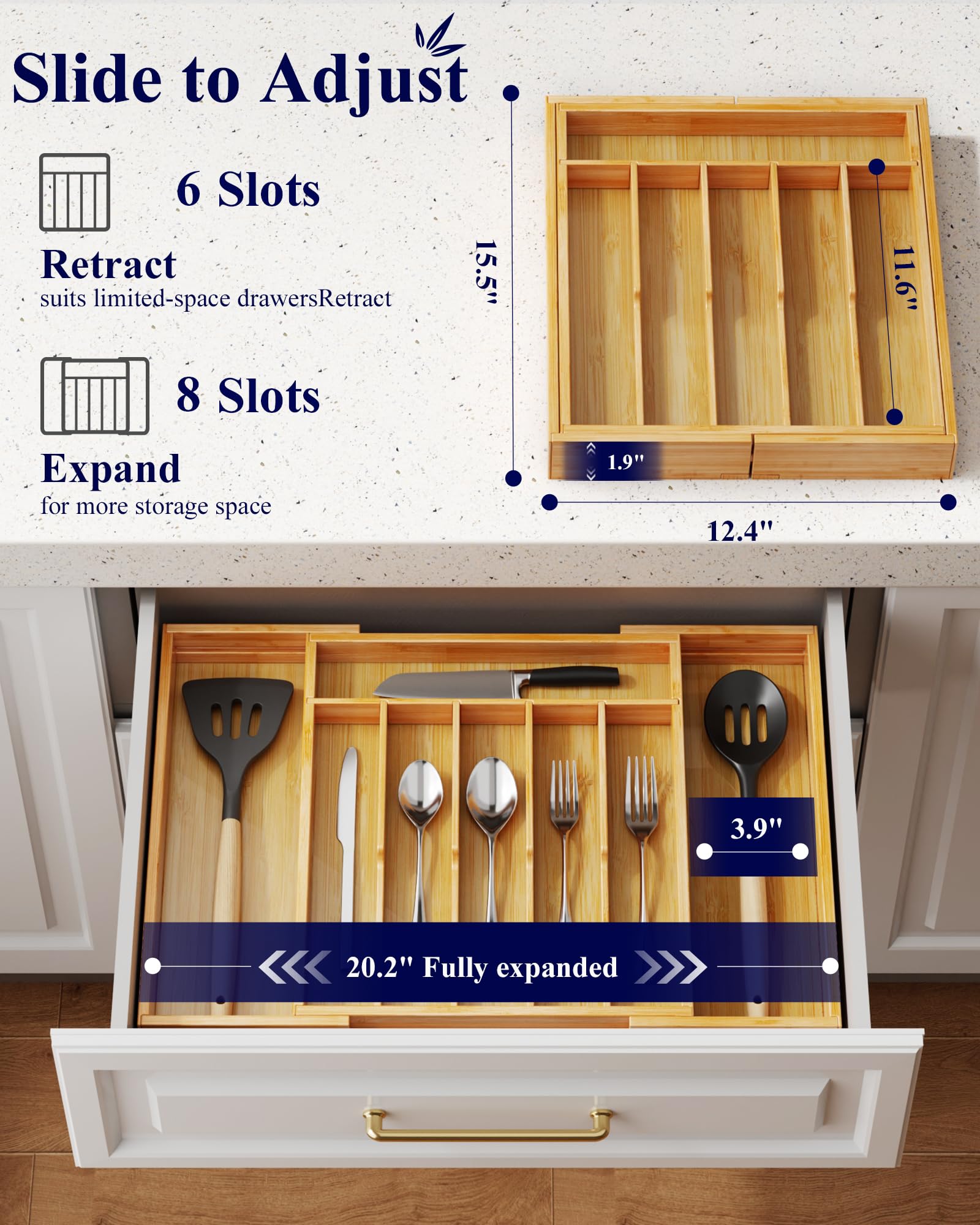 Kitsure bamboo close-up of wood grain and compartments highlighting durability and easy cleaning