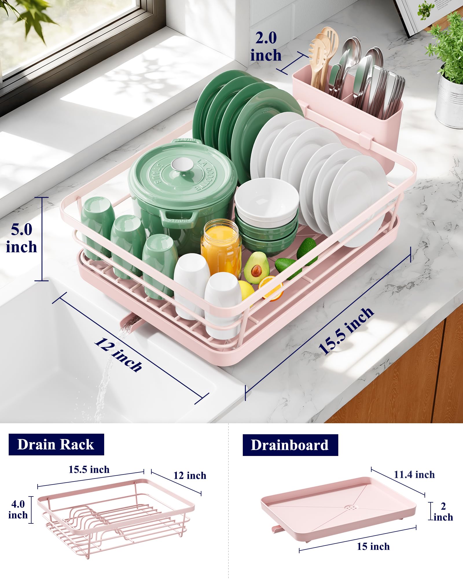 Kitsure close-up of cutlery holder and drainboard for easy cleaning