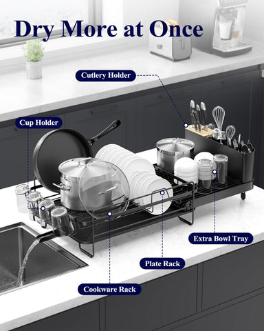 Kitsure rack fully expanded demonstrating adjustable length for wider counters