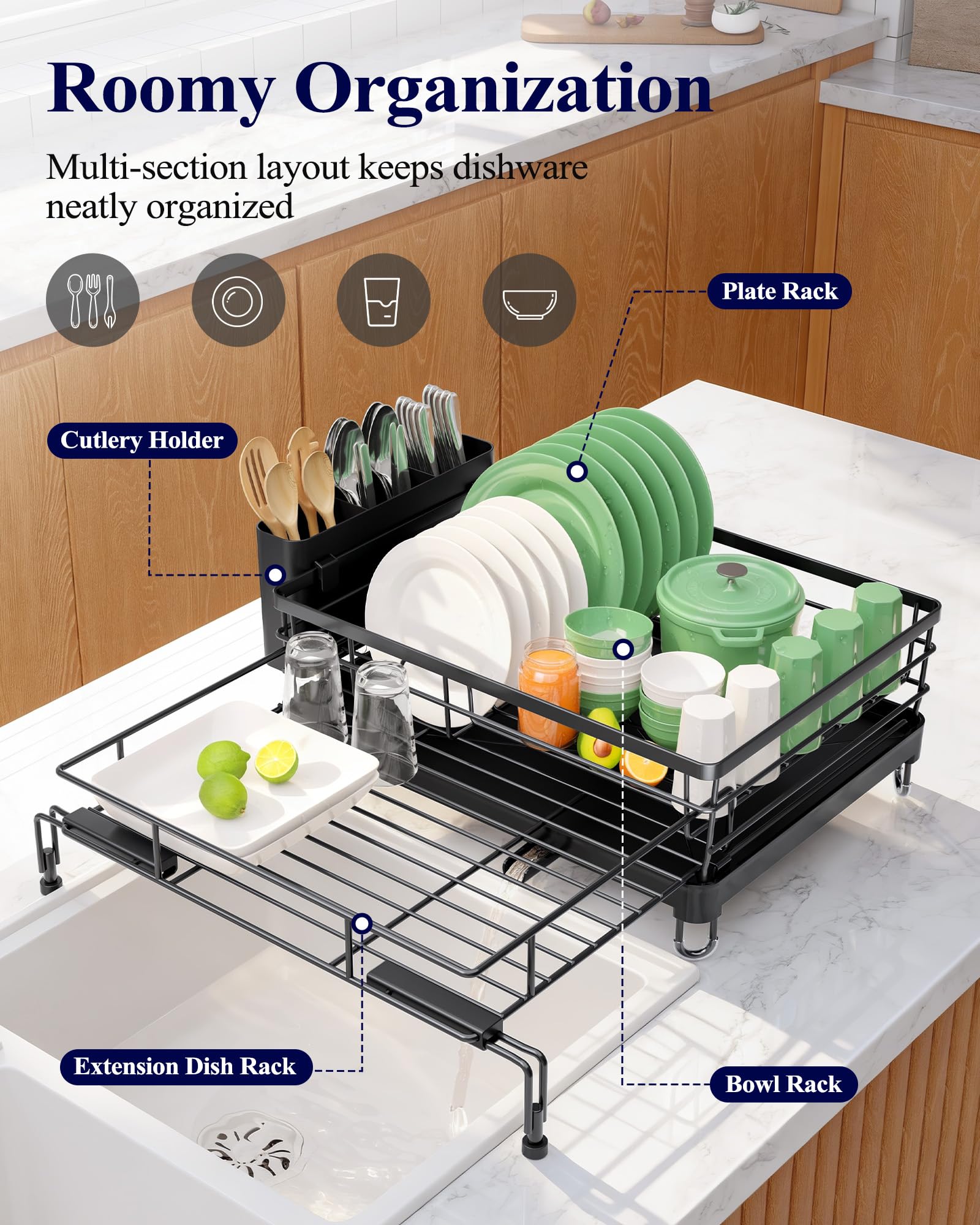 Kitsure extended length demonstrating adjustable fit across sink for flexibility