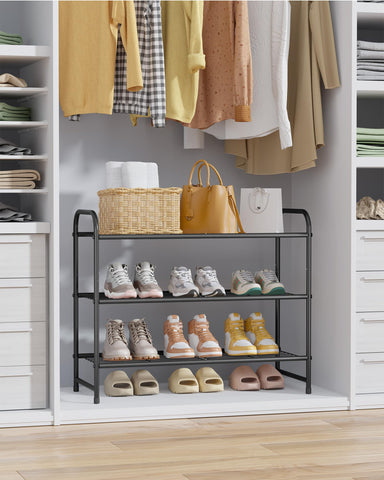 Kitsure in-closet lifestyle with shoes organized to maximize space