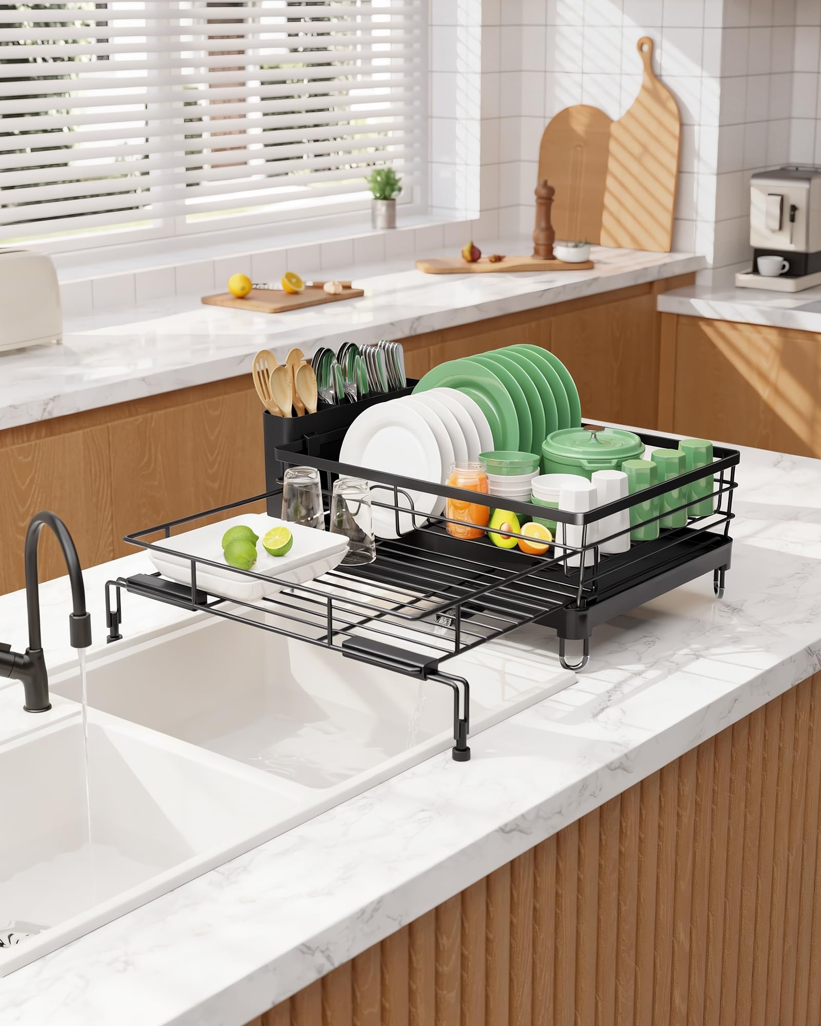 Kitsure lifestyle kitchen counter setting illustrating neat, tidy sink area