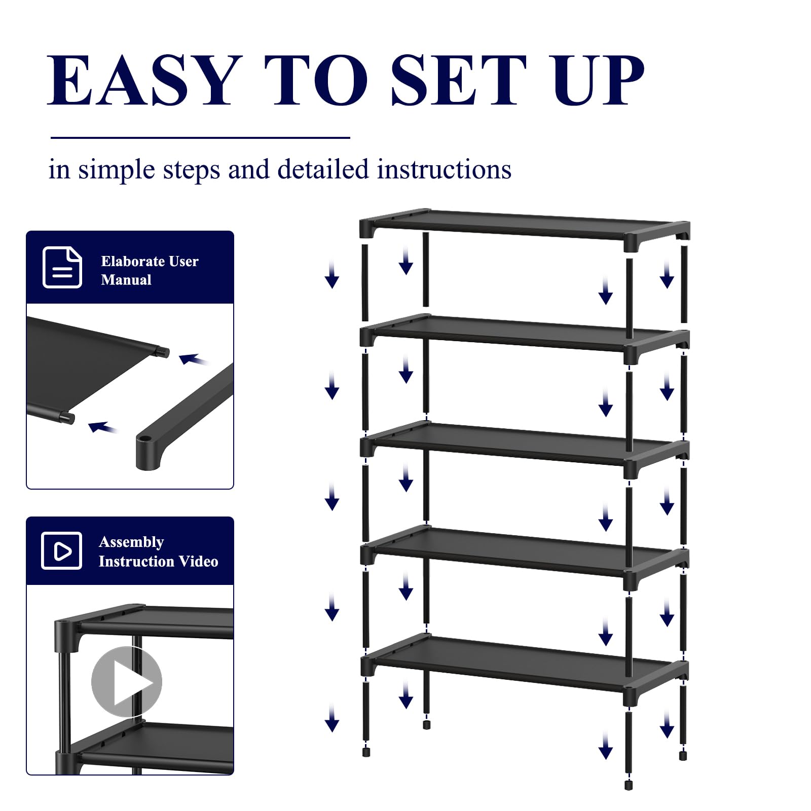 Kitsure assembled side view demonstrating stable metal tubes and shelves