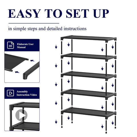Kitsure assembled side view demonstrating stable metal tubes and shelves