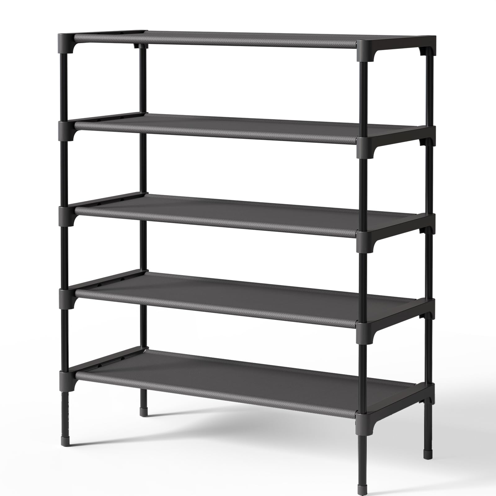 Kitsure shoe rack front view showing five tiers and neat shoe storage
