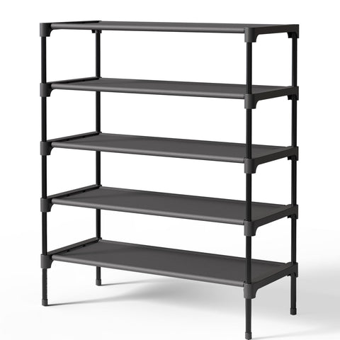 Kitsure shoe rack front view showing five tiers and neat shoe storage