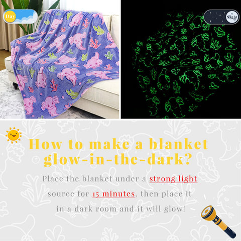 KIVEE axolotl blanket styled on a bed adding playful decor and cozy warmth