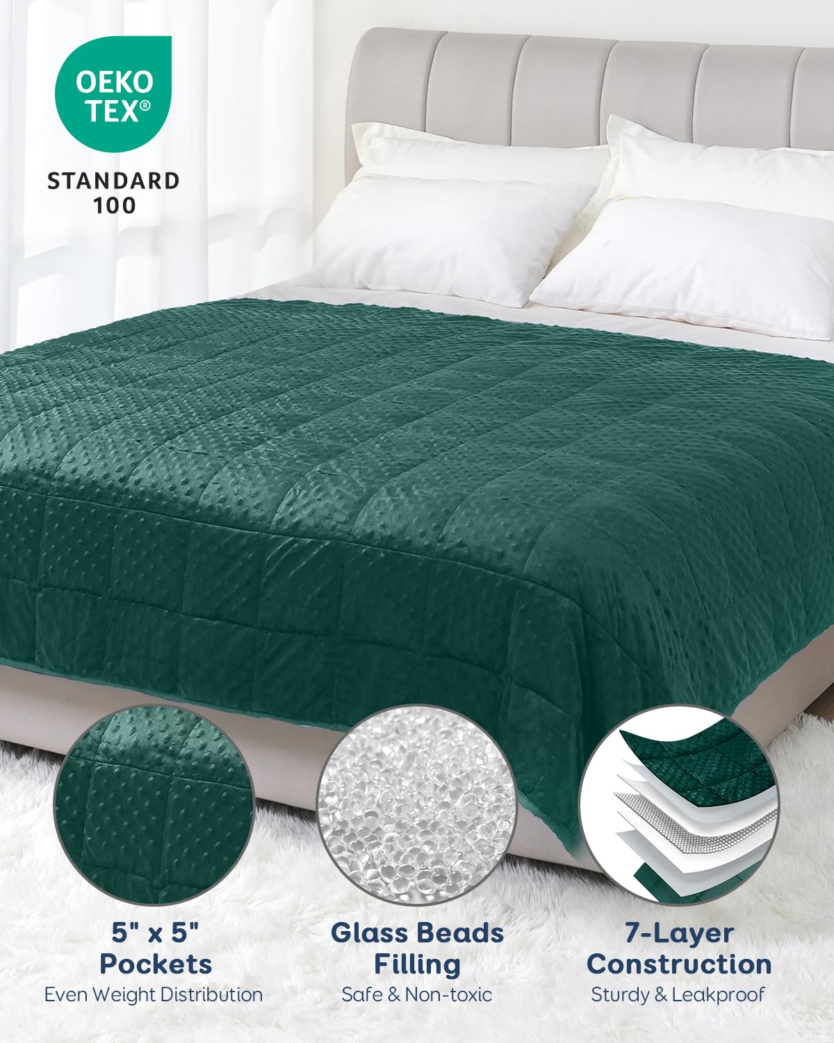 Kivik laid on a queen bed showing full coverage and balanced pressure