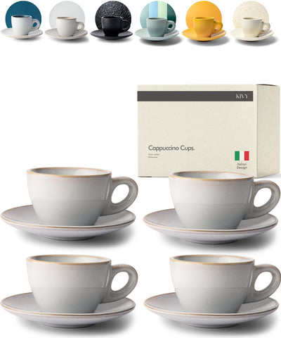 KIVY front view of four cappuccino cups showing classic Italian design and warmth retention