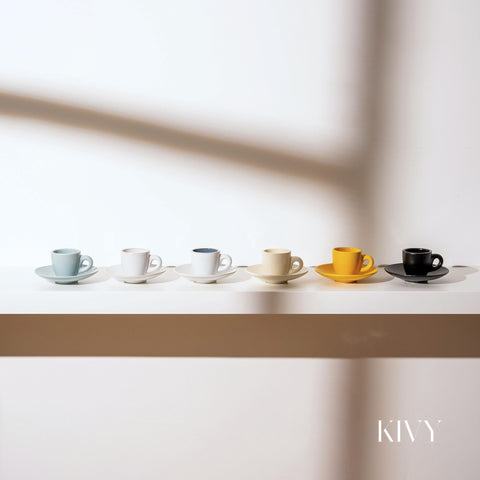 KIVY cup underside stamp close-up showing brand mark and quality