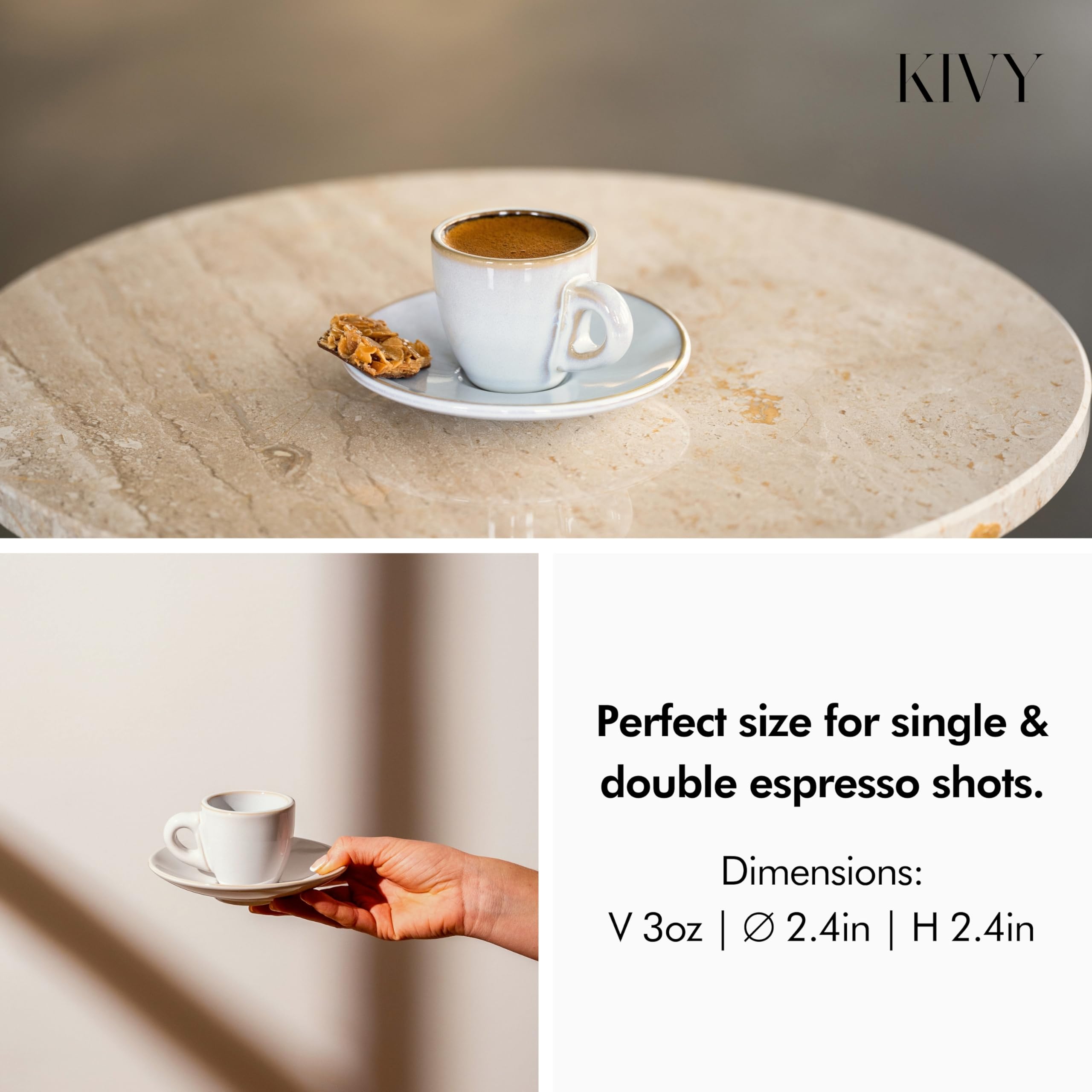 KIVY cup filled with espresso showing heat retention and serving look