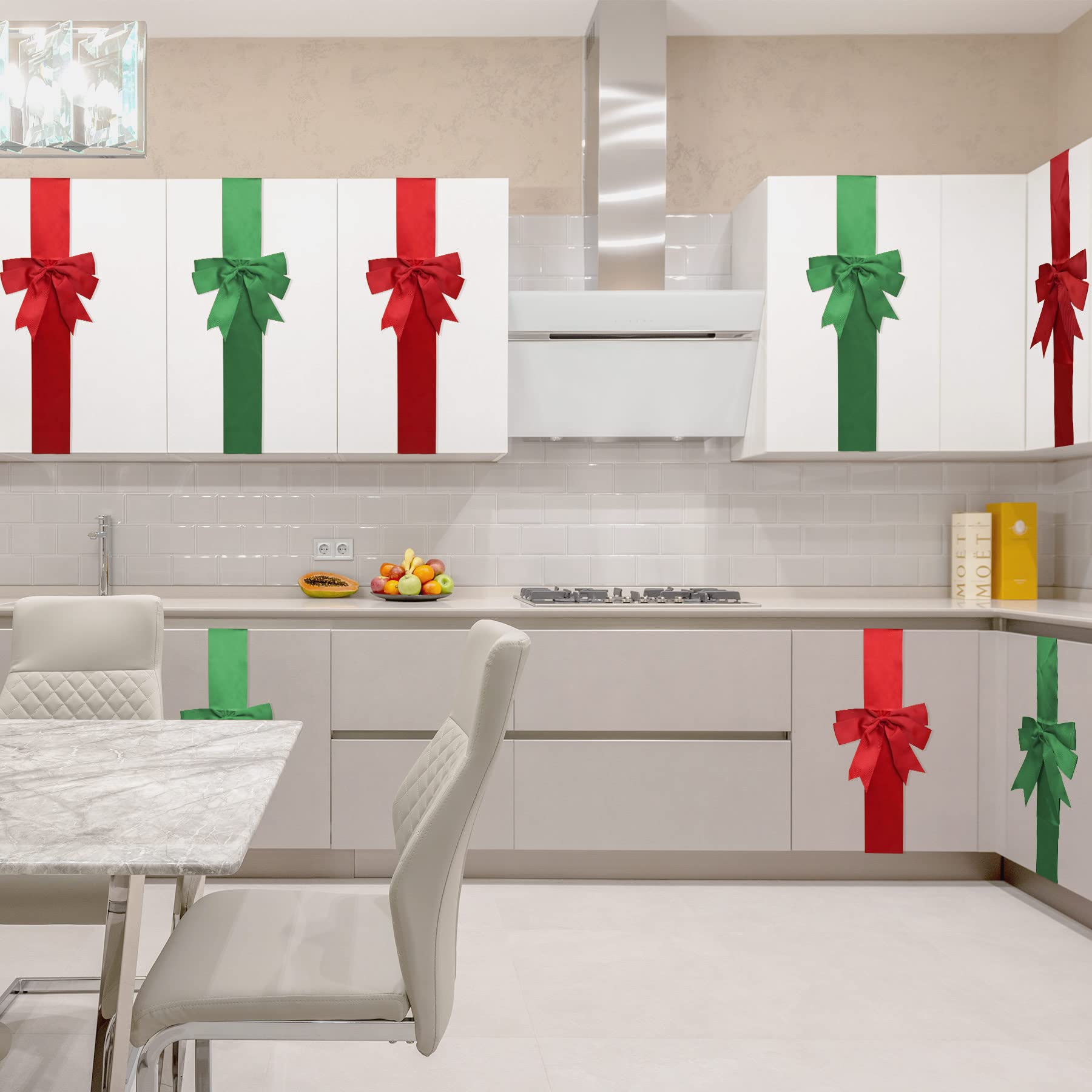 K KIRKWOOD KITCHEN lifestyle kitchen scene with ribbons creating cohesive holiday ambiance