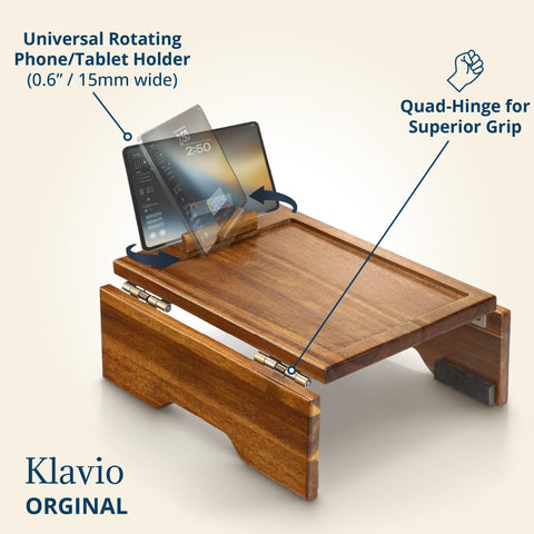 Klavio detail of rotatable phone and tablet holder for hands-free viewing