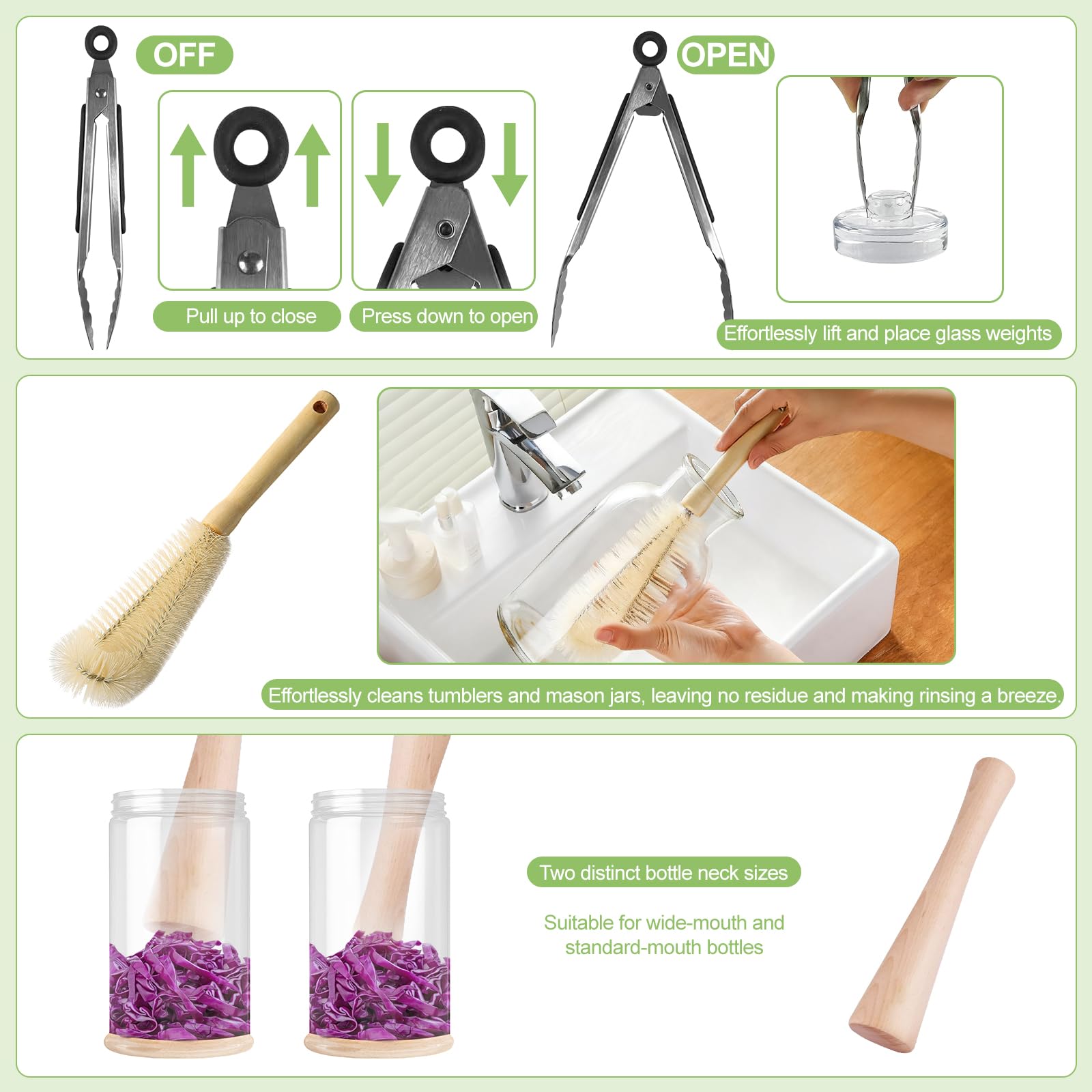Klemon heavy glass fermentation weight detail ensuring vegetables stay submerged