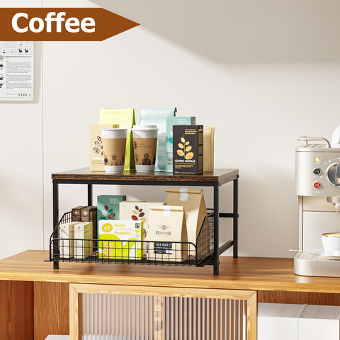 KLM styled as a coffee station with mugs and canisters showing multiuse countertop benefit