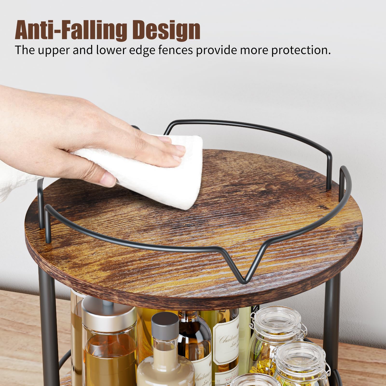 KLM lazy susan staged on kitchen counter for easy reach and tidy storage