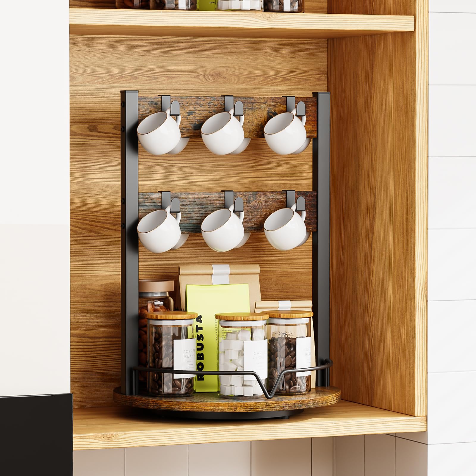 KLM mug holder in kitchen lifestyle staged by coffee maker for neat presentation